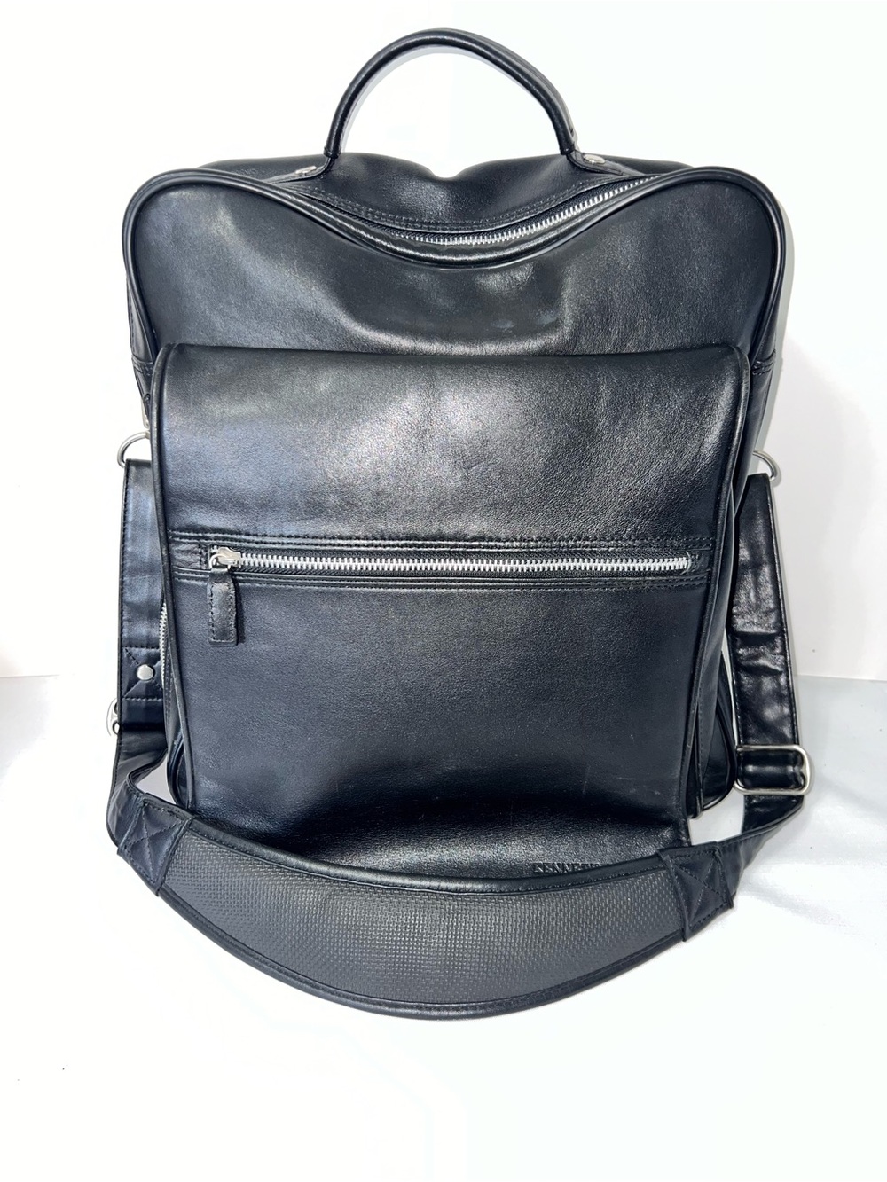 Kenneth Cole New York Black Leather Laptop Messenger Bag Men’s Contemporary